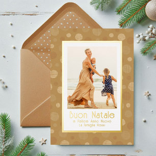 Buon Natale Photo Gold Modern Polka Dot Foil Holiday Card