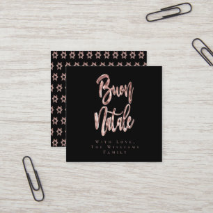 Buon Natale Pink Rose Gold Italian Christmas Square Business Card