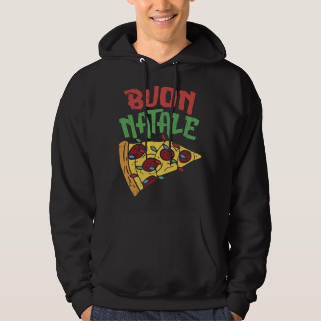 Buon Natale Pizza Funny Italian Christmas Lights G Hoodie (Front)