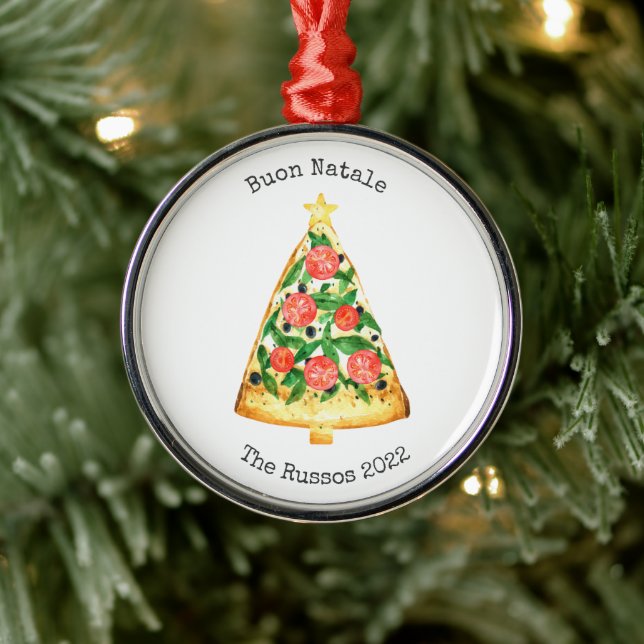 Buon Natale Pizza Slice Year Metal Tree Decoration (Tree)