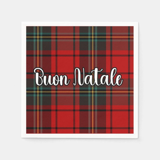 Buon Natale Plaid Napkin (Front)