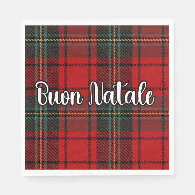 Buon Natale Plaid Napkin (Front)