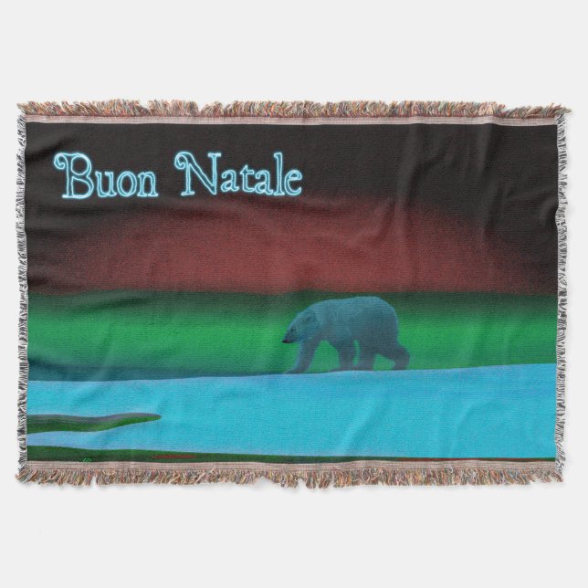 Buon Natale - Polar Lights Polar Bear Throw Blanket (Front)