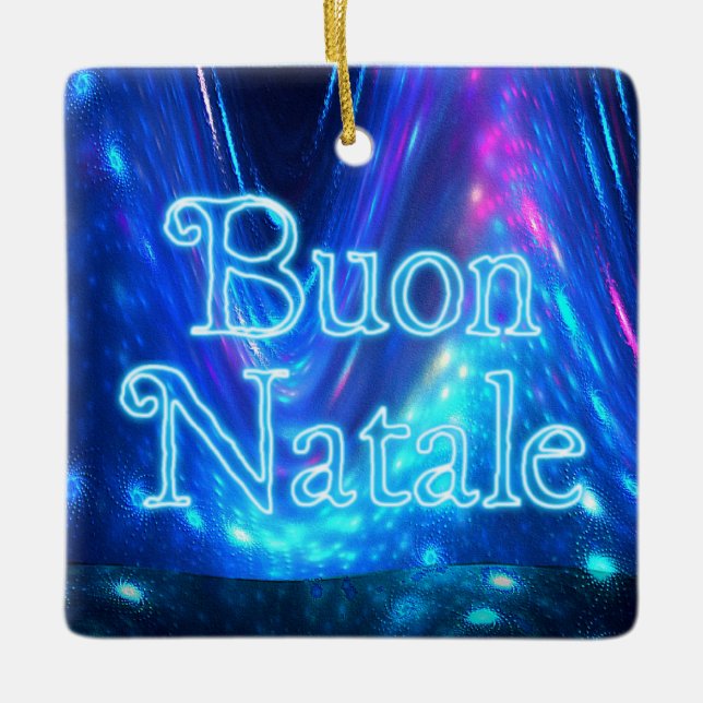 Buon Natale - Qaanaaq - Northern Lights Ceramic Tree Decoration (Front)
