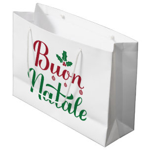 Buon Natale Red and Green Christmas  Large Gift Bag