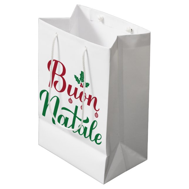 Buon Natale Red and Green Christmas  Medium Gift Bag (Front Angled)