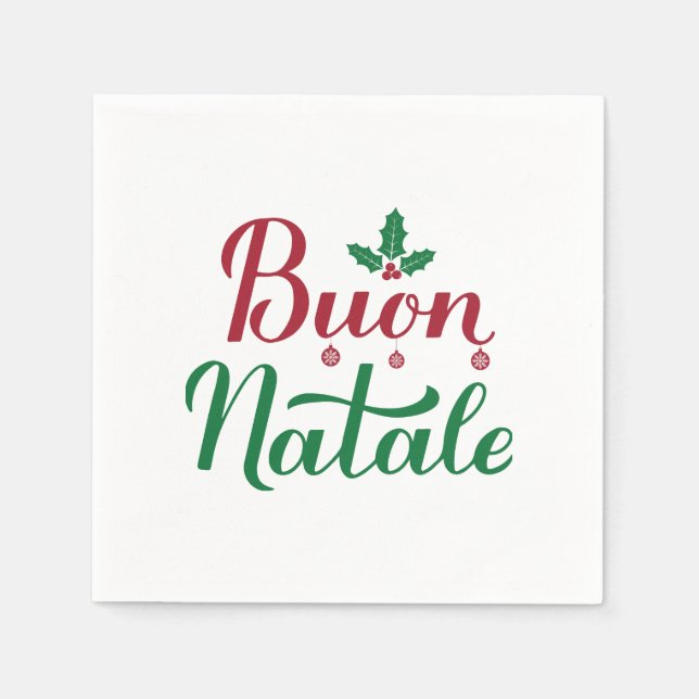 Buon Natale Red and Green Christmas  Napkin (Front)
