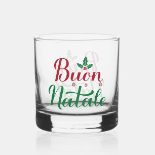 Buon Natale Red and Green Christmas Whiskey Glass