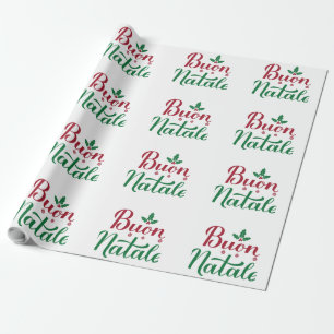 Buon Natale Red and Green Christmas  Wrapping Paper