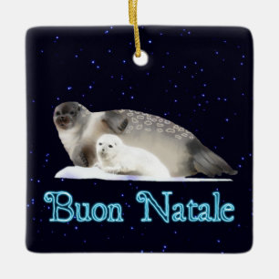 Buon Natale - Ringed Seal Ceramic Tree Decoration