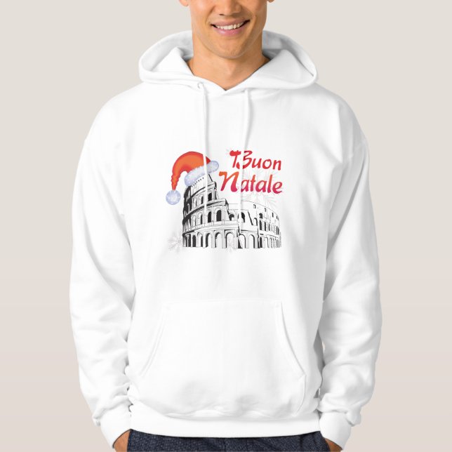 Buon Natale Rome Colosseum Santa Hat Hoodie (Front)