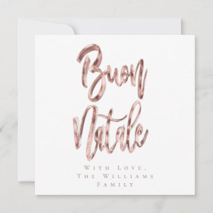 Buon Natale Rose Gold Script Italian Christmas Hol Holiday Card