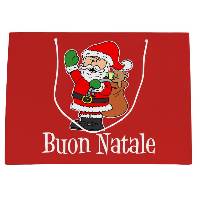 Buon Natale Santa Italian Merry Christmas Large Gift Bag (Front)