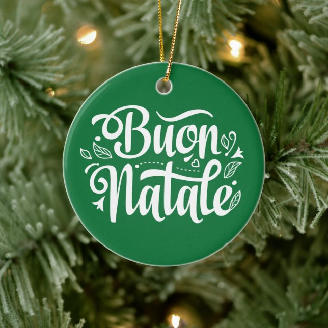 Buon Natale Simple Green Ceramic Tree Decoration (Tree)