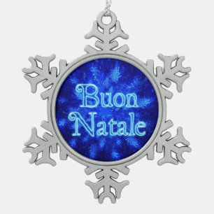 Buon Natale - Snowburst Snowflake Pewter Christmas Ornament