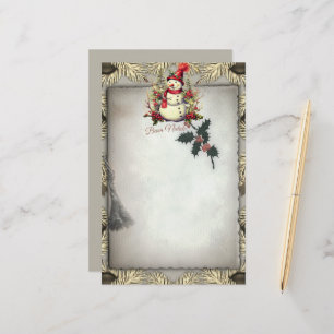 Buon Natale Snowman Christmas Border Stationery