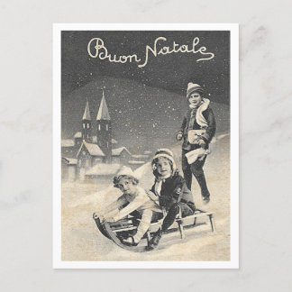 Buon Natale Vintage 1930s Italian Christmas Scene Postcard