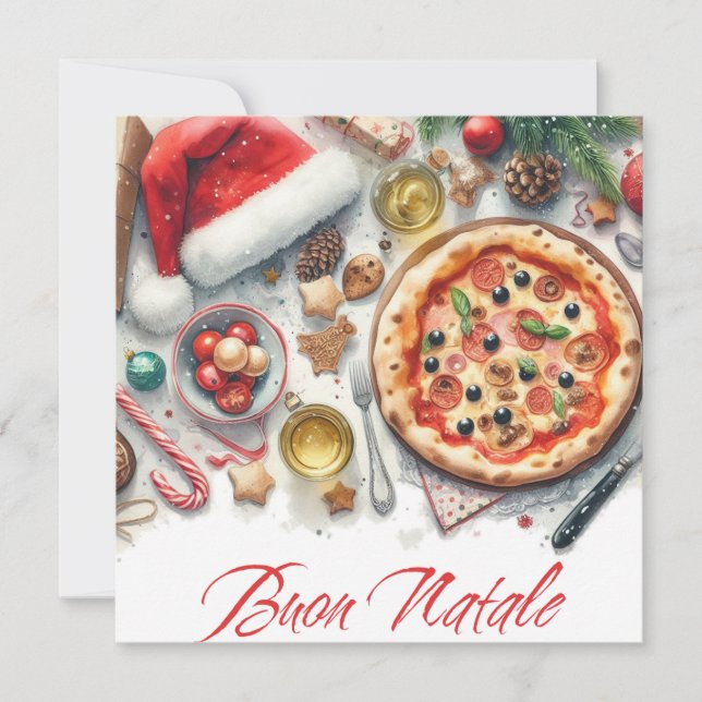Buon Natale Watercolor Italian Christmas Party  Invitation (Front)