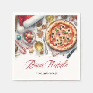 Buon Natale Watercolor Italian Christmas Party  Napkin