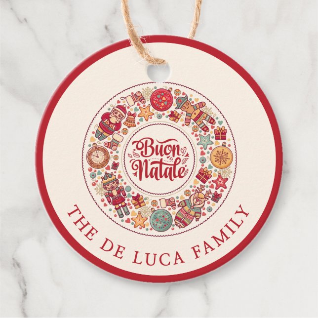 Buon Natale Wreath Favour Tags (Front)