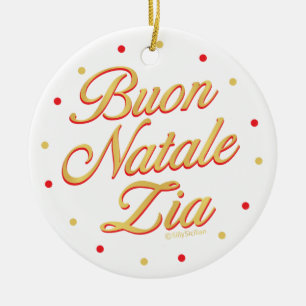 Buon Natale Zia Personalised Gold White Red Ceramic Tree Decoration