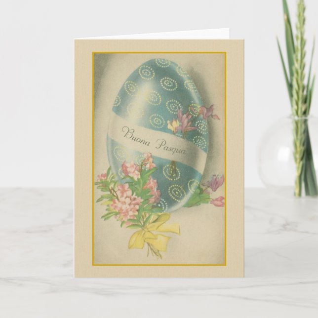 Buona Pasqua Italian Easter Egg Greeting Card (Front)