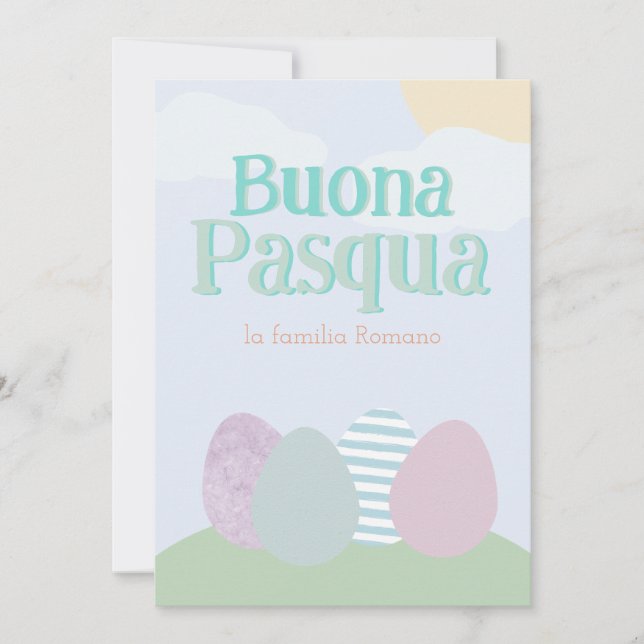 Buona Pasqua Pastel Italian Happy Easter Holiday Card (Front)
