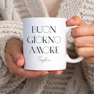 Buongiorno Amore   Chic Italian Modern Text Coffee Mug