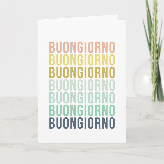 Buongiorno Italian Hello Typography Cute Colourful Card (Front)