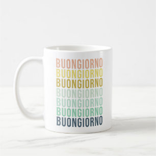 Buongiorno Italian Hello Typography Cute Colourful Coffee Mug