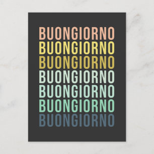 Buongiorno Italian Hello Typography Cute Colourful Postcard