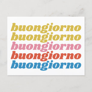 Buongiorno Italian Hello Typography Cute Retro  Postcard