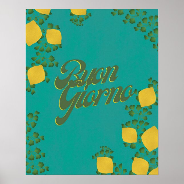 BuonGiorno Italian Retro Typography Botanical Poster (Front)