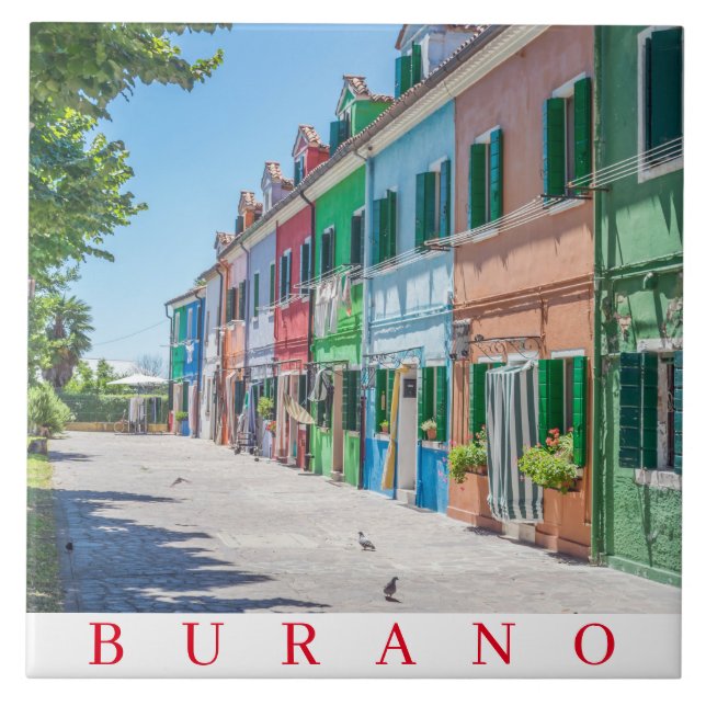 Burano colourful houses view ceramic tile (Front)