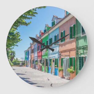 Burano houses wall clock