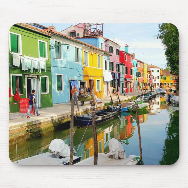 Burano island near Venice, Rainbow Houses in Italy Mouse Mat (Front)