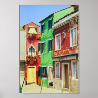 Burano Island Street Scene Venice Italy Print