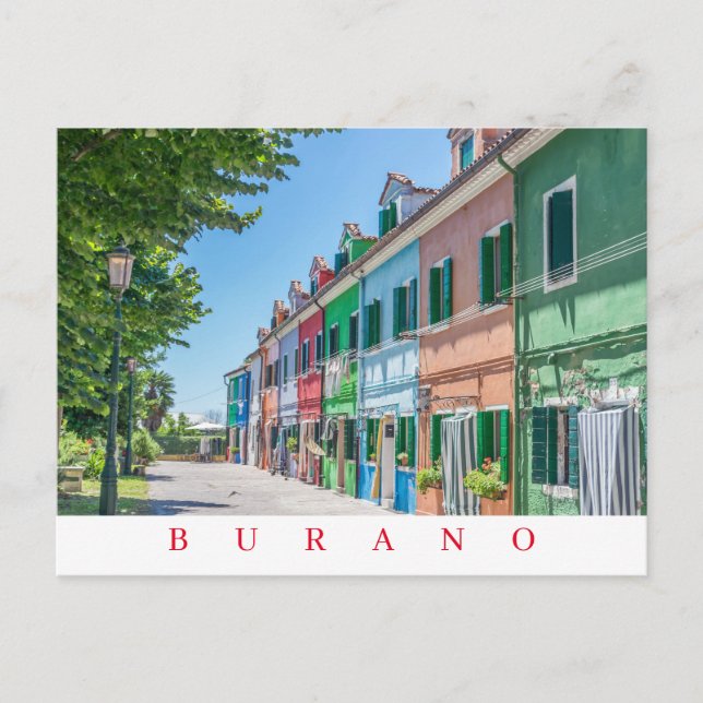 Burano Island street view postcard (Front)