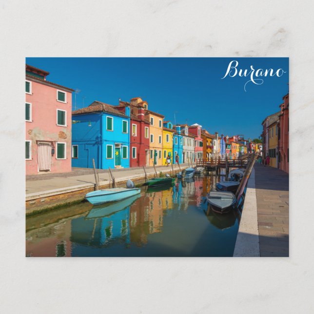 Burano Italy Colourful Houses on Canal Postcard (Front)