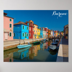 Burano Italy Colourful Houses on Canal Poster