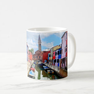 Burano, Italy Italian Colorful Houses & Boat Canal Coffee Mug