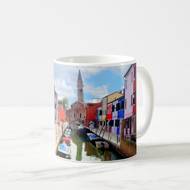 Burano, Italy Italian Colourful Houses & Boat Cana Coffee Mug (Front Right)