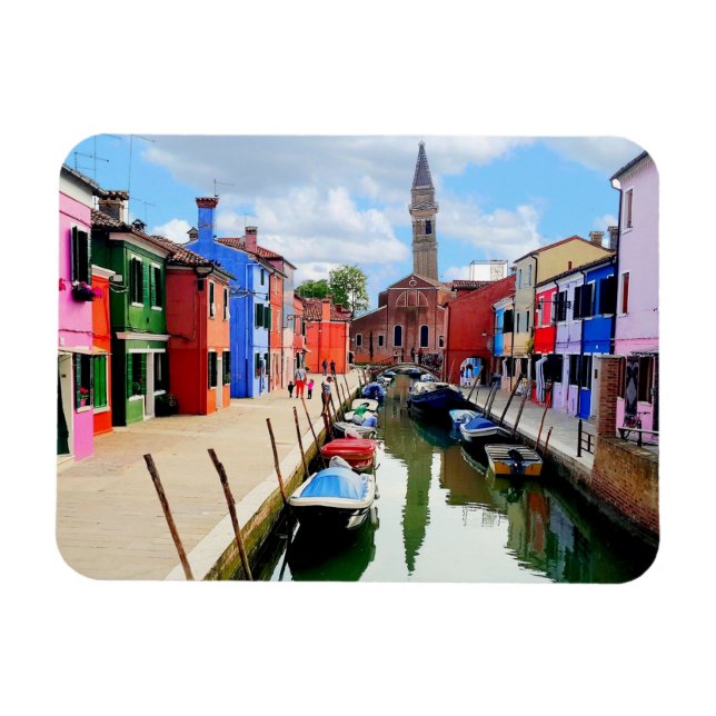 Burano, Italy Italian Colourful Houses & Boat Cana Magnet (Horizontal)
