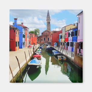 Burano, Italy Italian Colourful Houses & Boat Cana Magnet