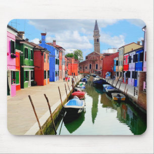 Burano, Italy Italian Colourful Houses & Boat Cana Mouse Mat