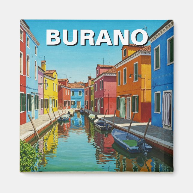 Burano Italy Postcard Magnet (Front)