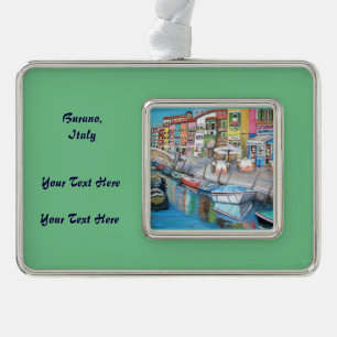 Burano, Italy - Silver Plated Framed Ornament