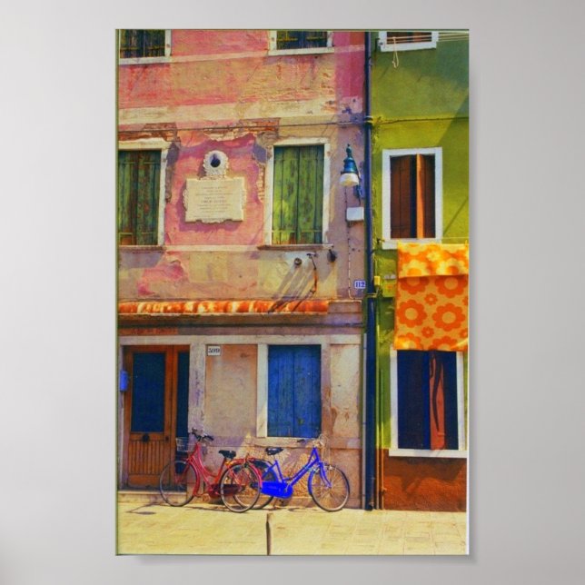 Burano Italy Street Scene Venice Poster Print (Front)