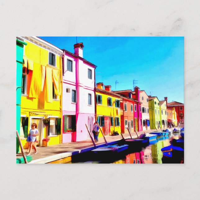 Burano, Venice watercolor painting Postcard (Front)