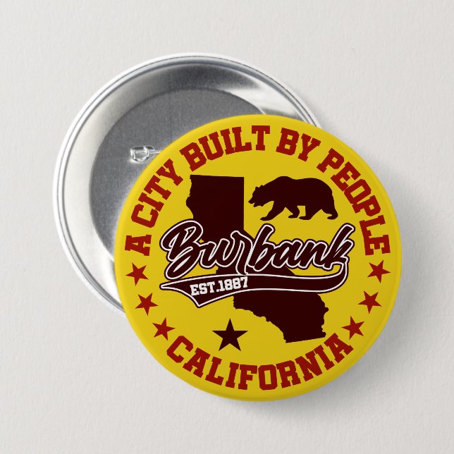 Burbank,California 7.5 Cm Round Badge (Front & Back)